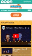 How mocomi.com looks like on a mobile device such as an iPhone.