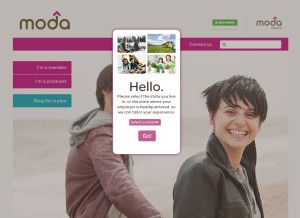 How modahealth.com looks like on a tablet such as an iPad.