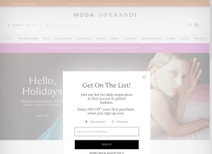 How modaoperandi.com looks like on a tablet such as an iPad.