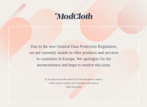 How modcloth.com looks like on a tablet such as an iPad.