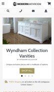 How modernbathroom.com looks like on a mobile device such as an iPhone.