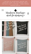 How modernburlap.com looks like on a mobile device such as an iPhone.