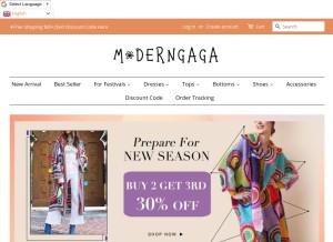 How moderngaga.com looks like on a tablet such as an iPad.