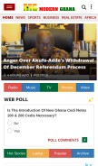 How modernghana.com looks like on a mobile device such as an iPhone.