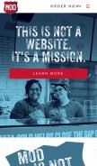 How modpizza.com looks like on a mobile device such as an iPhone.