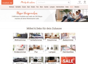 How moebel.de looks like on a tablet such as an iPad.