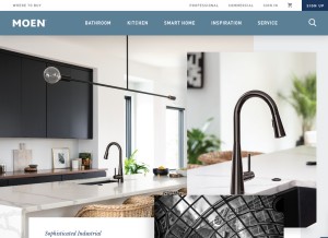 How moen.com looks like on a tablet such as an iPad.