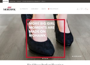 How mohawkflooring.com looks like on a tablet such as an iPad.