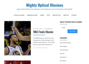 How moillusions.com looks like on a tablet such as an iPad.