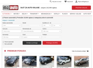 How mojauto.rs looks like on a tablet such as an iPad.