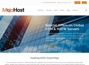 How mojohost.com looks like on a tablet such as an iPad.