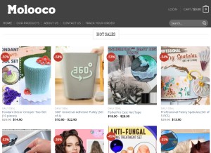 How molooco.com looks like on a tablet such as an iPad.