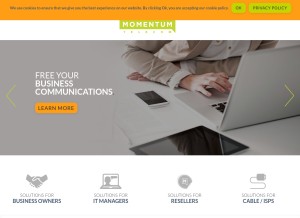 How momentumtelecom.com looks like on a tablet such as an iPad.