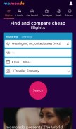 How momondo.ca looks like on a mobile device such as an iPhone.
