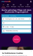 How momondo.de looks like on a mobile device such as an iPhone.