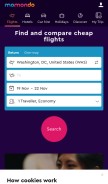 How momondo.ie looks like on a mobile device such as an iPhone.
