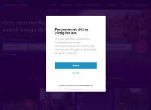 How momondo.no looks like on a tablet such as an iPad.
