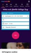 How momondo.se looks like on a mobile device such as an iPhone.