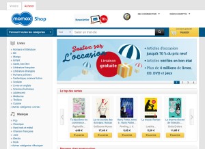 How momox-shop.fr looks like on a tablet such as an iPad.