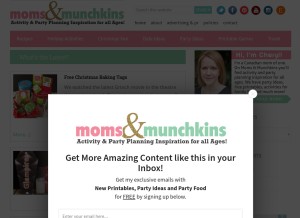 How momsandmunchkins.ca looks like on a tablet such as an iPad.