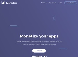 How monedata.io looks like on a tablet such as an iPad.