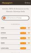 How monergism.com looks like on a mobile device such as an iPhone.