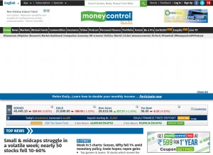 How moneycontrol.com looks like on a tablet such as an iPad.
