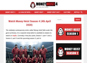 How moneyheistseasons.com looks like on a tablet such as an iPad.