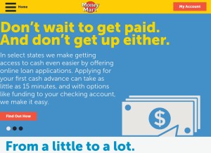How moneymart.com looks like on a tablet such as an iPad.