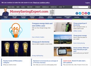 How moneysavingexpert.com looks like on a tablet such as an iPad.
