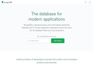 How mongodb.com looks like on a tablet such as an iPad.