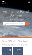 How moniker.com looks like on a mobile device such as an iPhone.