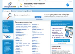 How monografias.com looks like on a tablet such as an iPad.