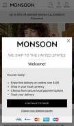 How monsoonlondon.com looks like on a mobile device such as an iPhone.