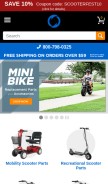 How monsterscooterparts.com looks like on a mobile device such as an iPhone.