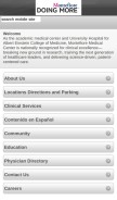 How montefiore.org looks like on a mobile device such as an iPhone.