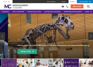 How montgomerycollege.edu looks like on a tablet such as an iPad.