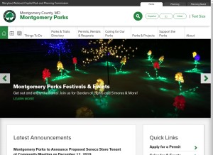 How montgomeryparks.org looks like on a tablet such as an iPad.