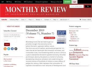 How monthlyreview.org looks like on a tablet such as an iPad.