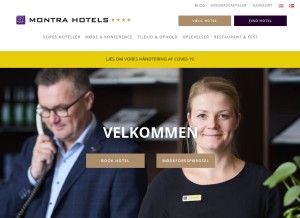 How montrahotels.dk looks like on a tablet such as an iPad.