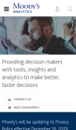 How moodysanalytics.com looks like on a mobile device such as an iPhone.