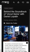 How moogmusic.com looks like on a mobile device such as an iPhone.