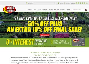 How moonvalleynurseries.com looks like on a tablet such as an iPad.