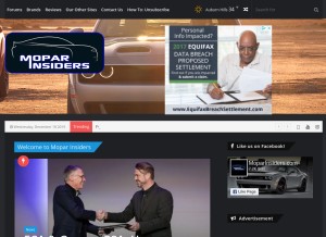 How moparinsiders.com looks like on a tablet such as an iPad.