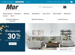 How morfurniture.com looks like on a tablet such as an iPad.
