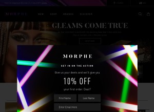 How morphe.com looks like on a tablet such as an iPad.