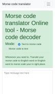 How morsecodeinfo.com looks like on a mobile device such as an iPhone.