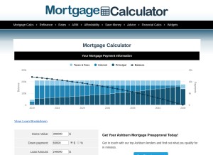 How mortgagecalculator.org looks like on a tablet such as an iPad.
