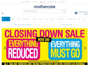 How mothercare.com looks like on a tablet such as an iPad.