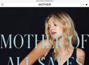 How motherdenim.com looks like on a tablet such as an iPad.